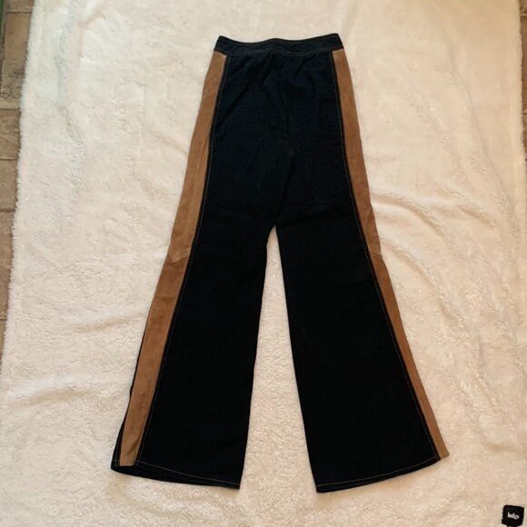 VTG 1970s Roncelli 2-Tone Black Tan Bell Bottom 2 Piece Disco Suit Sz 7/8 XS - Picture 5 of 15